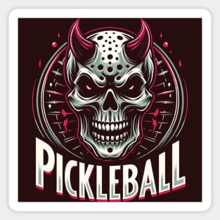 Pickleball Devil Skull Fire T-Shirt Design Sticker